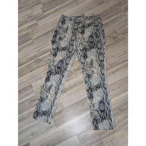 Zara Basic Skinny Trouser Pants Women's XS Gray Stretch Snakeskin Print Cropped